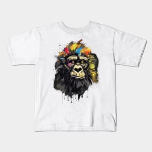 Colorful Gorilla - Ink Illustration Kids T-Shirt